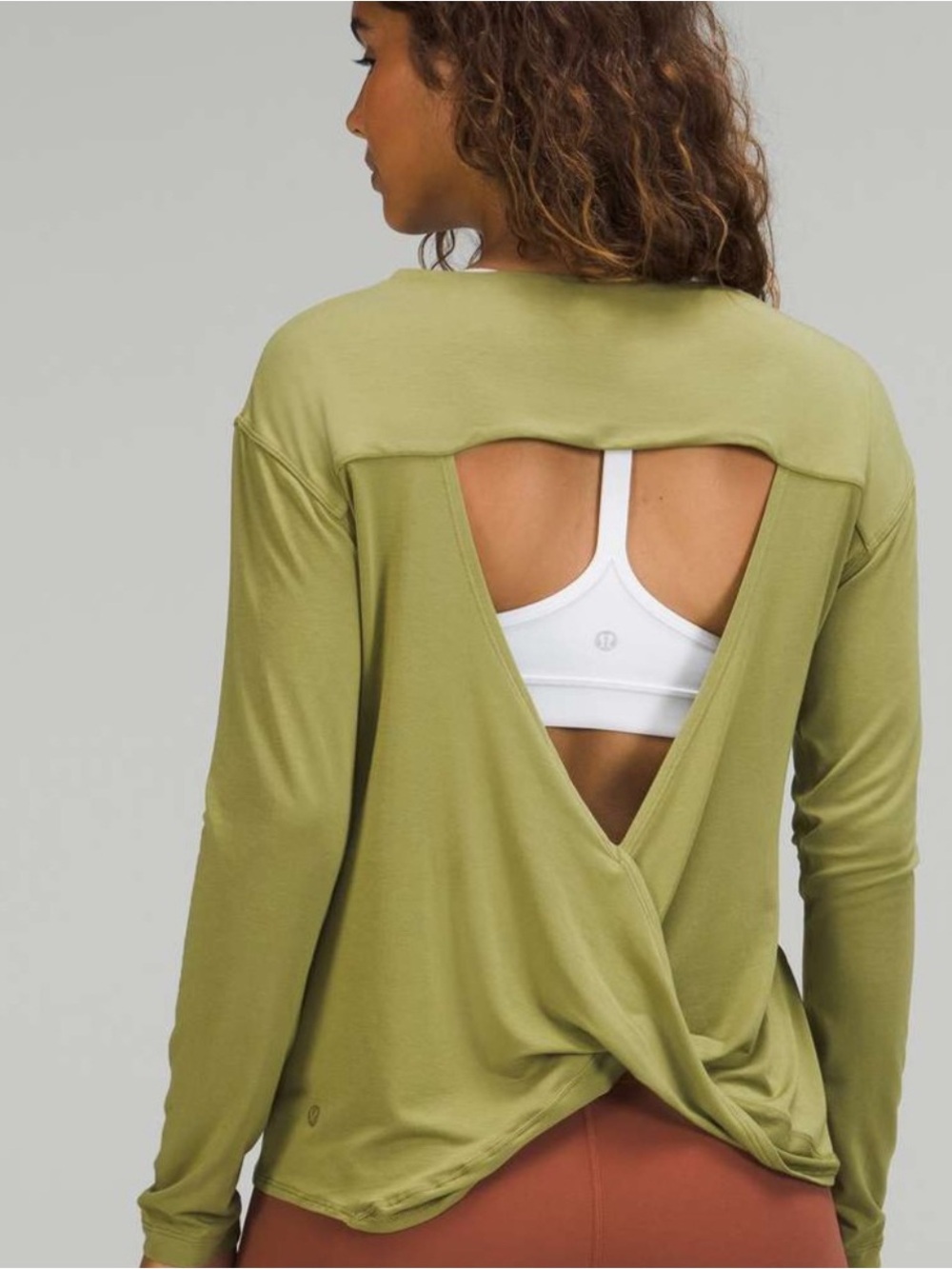 Lululemon Open Back Long Sleeve Yoga Top Green Size 8